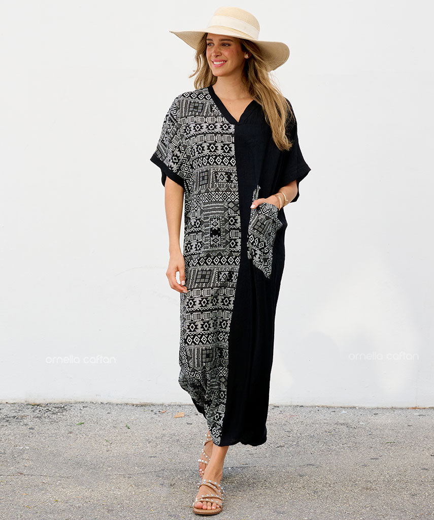 Lässiges Kleid mit einer Tasche
