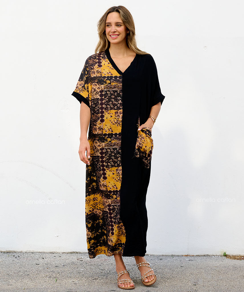 Lässiges Kleid mit einer Tasche