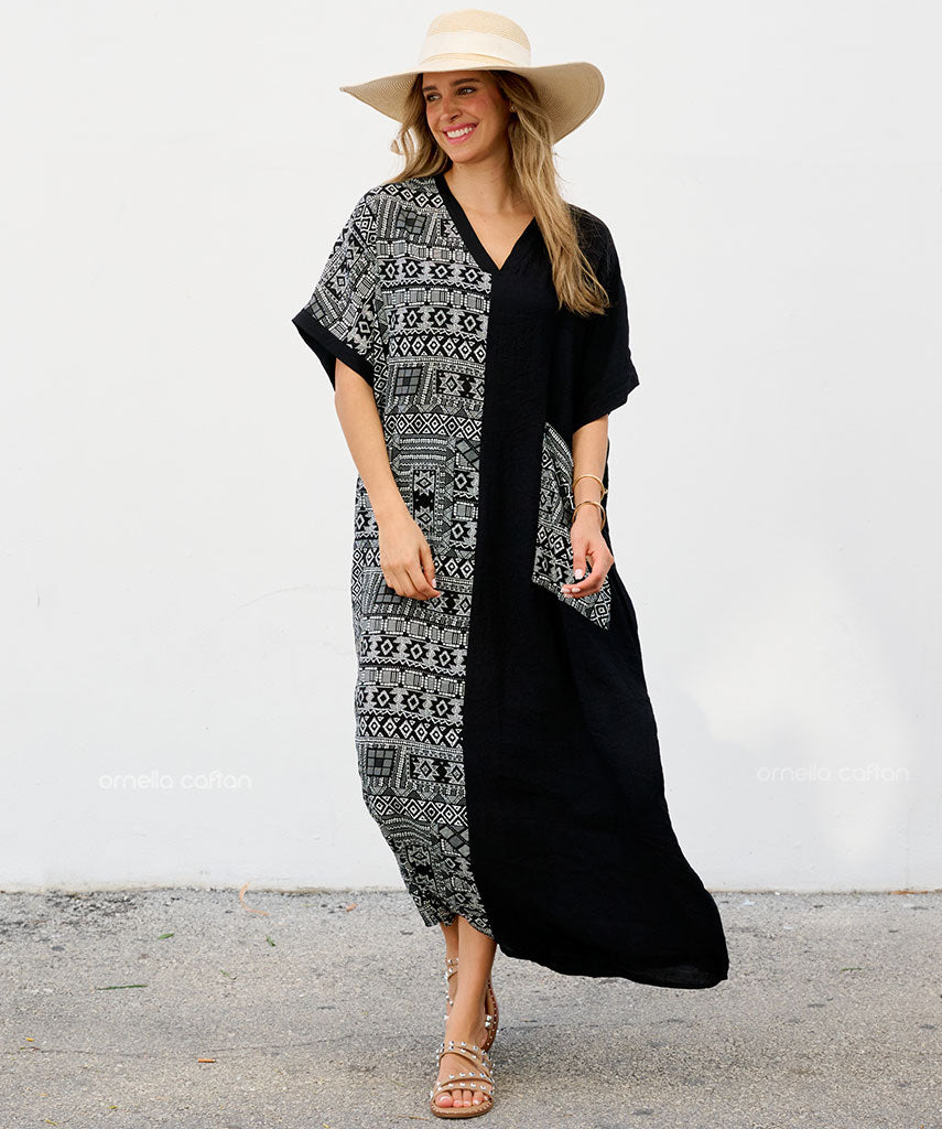 Lässiges Kleid mit einer Tasche