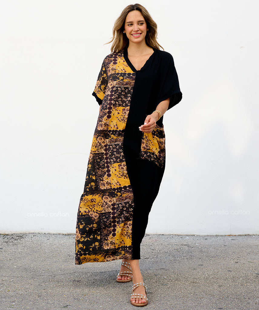 Lässiges Kleid mit einer Tasche