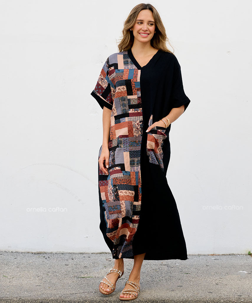Lässiges Kleid mit einer Tasche